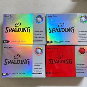4 boxes of new Spalding golf balls.  3 Pure Spin & 1 Pure Speed. Never opened
